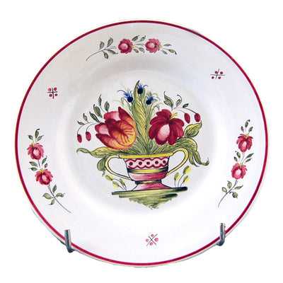 Bord Uni plate with Strasbourg Panier Fleurs with hand painted decoration