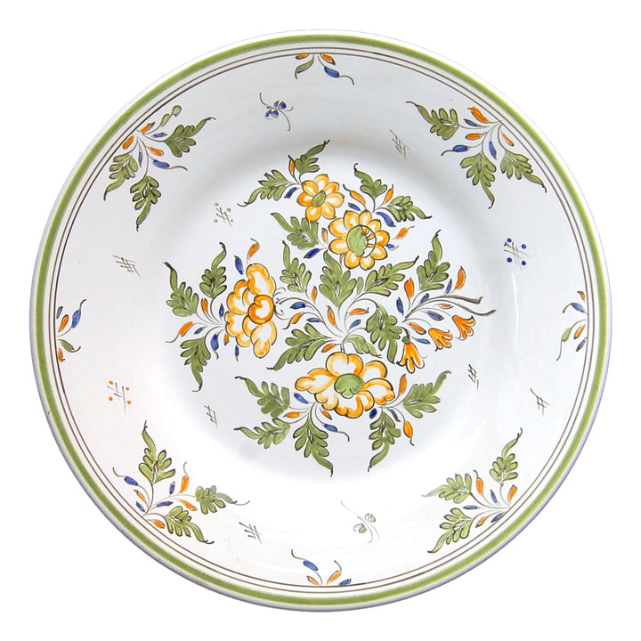 Bord Uni plate with hand painted decoration Moustiers Fleurs polychrome
