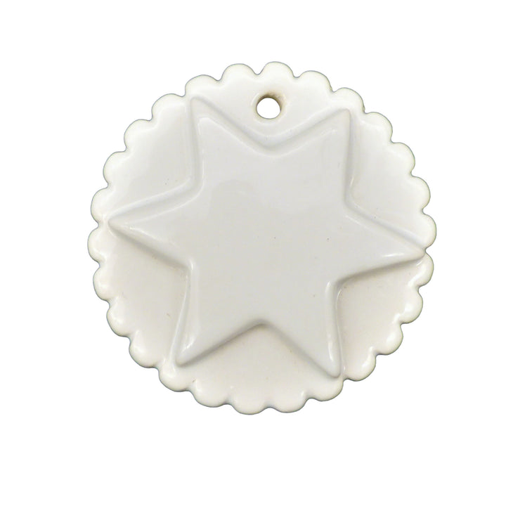Bourg-Joly Star disc ornament in white