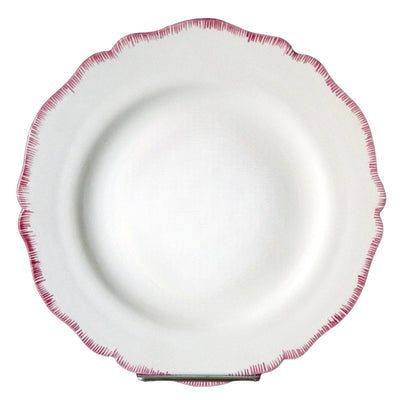 Feston plate with raspberry hand painted brushwork edge decoration