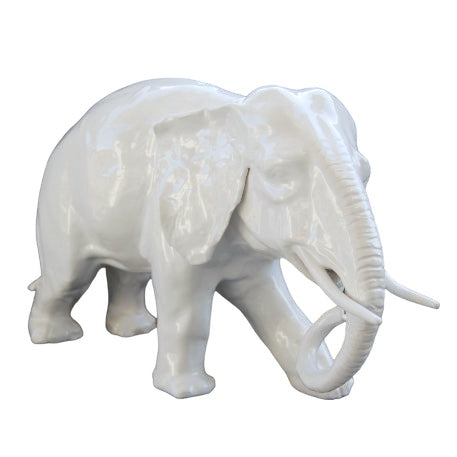 White Earthenware Medium Elephant