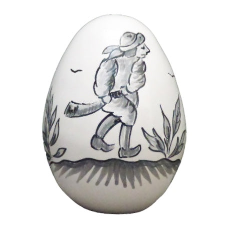 Egg with Moustiers monochrome grey 2 hand painted decoration
