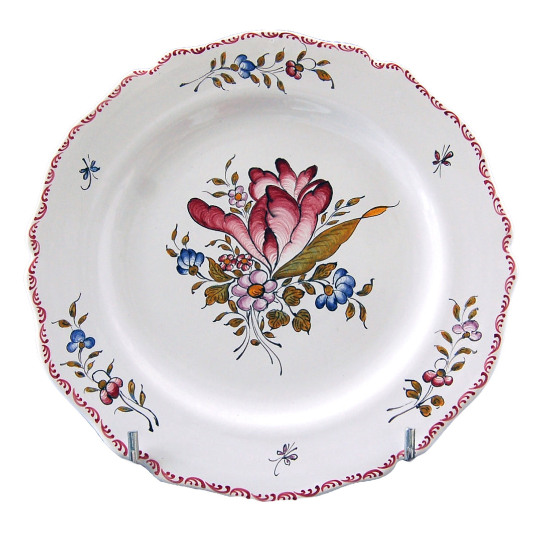 Feston plate with hand painted Strasbourg Fleurs 5 decoration