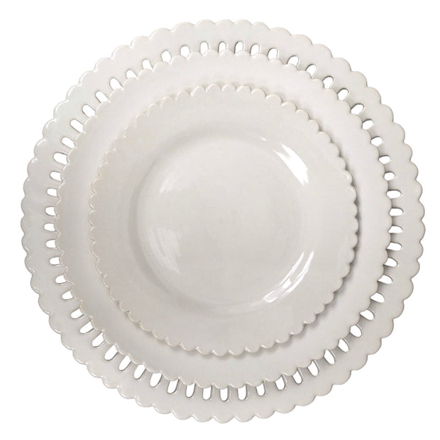 Bourg-Joly openwork dinner plate with Bourg-Joly Pleine salad and dessert plates