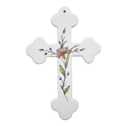 Earthenware Simple Heraldic Cross with St-Omer hand painted decoration