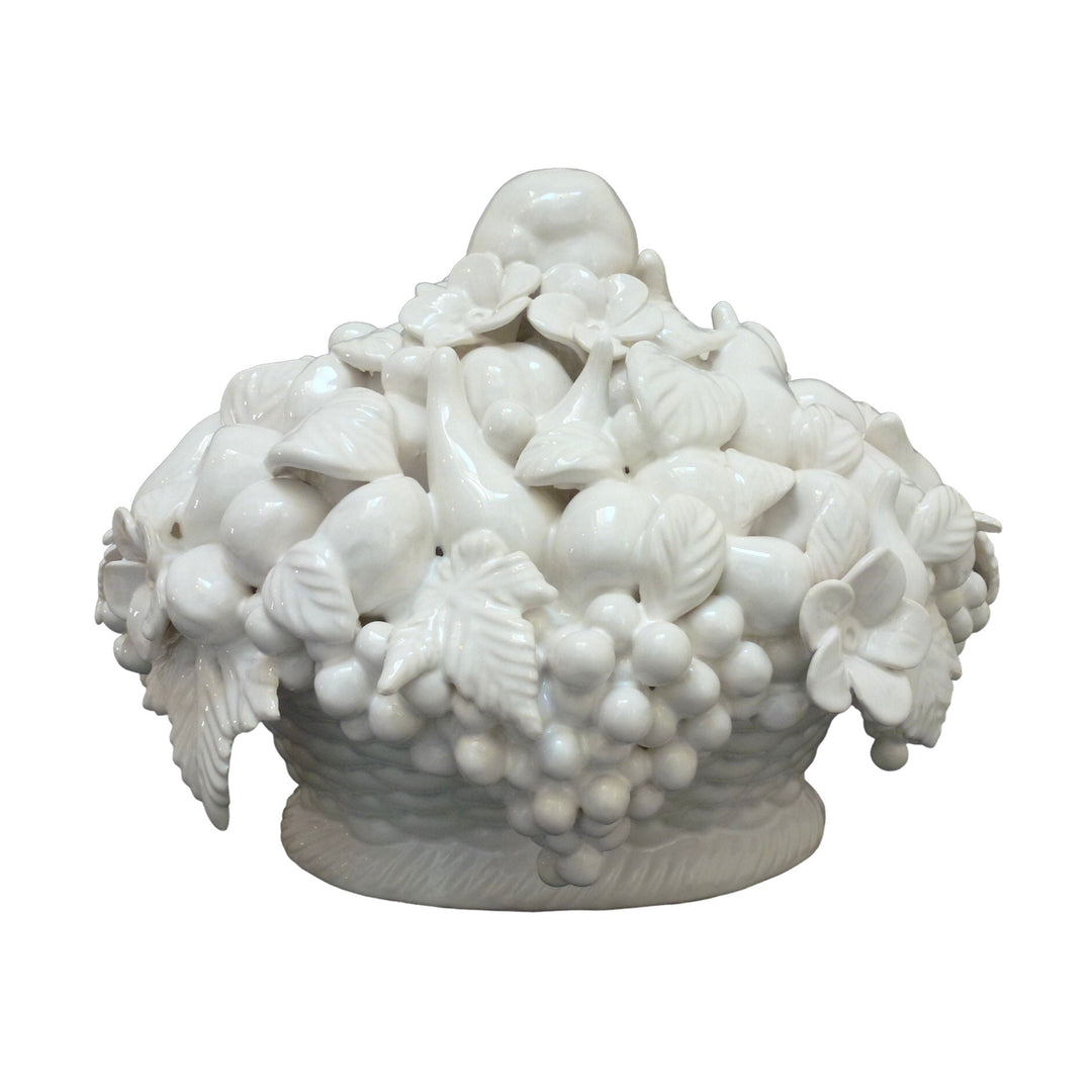 White Corbeille fruits ovale basket fruit sculpture