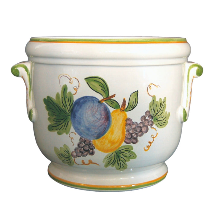Anses anciennes planter with hand painted Antique Fruits decoration