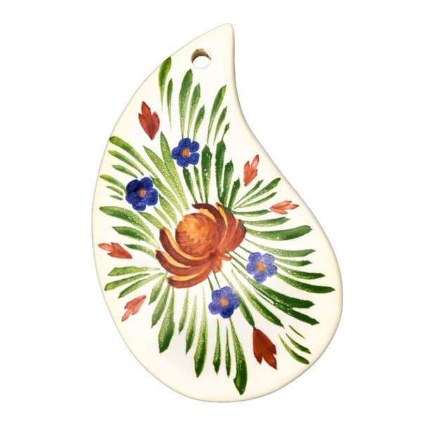 Earthenware Virgule ornament with hand painted decoration