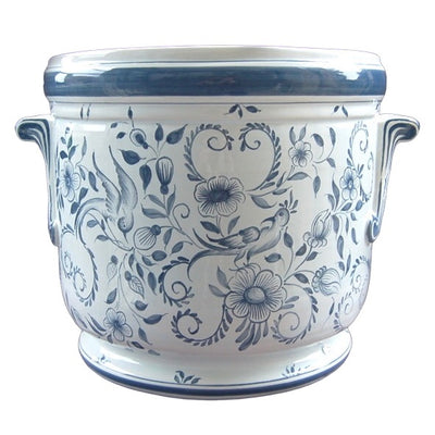 Anses anciennes planter with hand painted Delft decoration