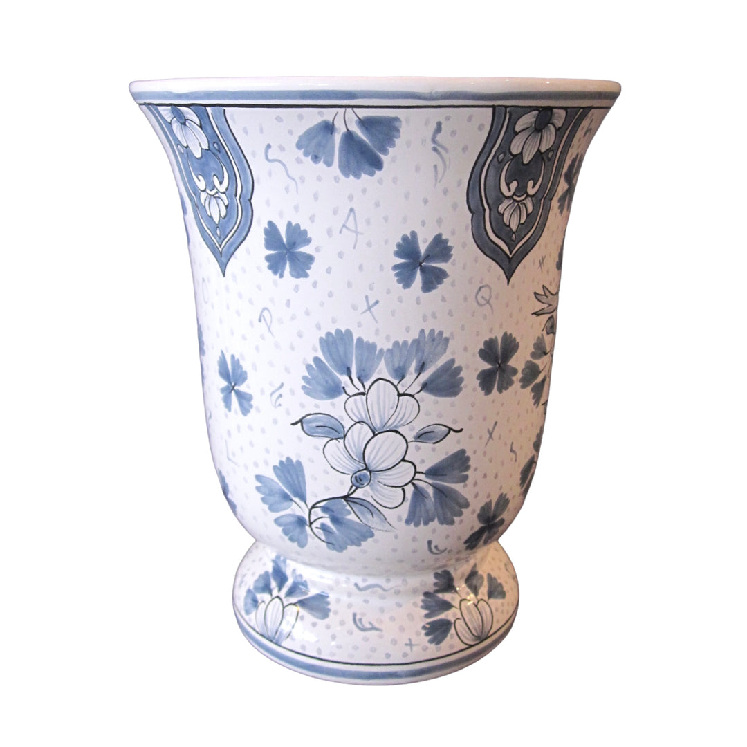 Earthenware Bonneau vase with Strasbourg hand painted decoration