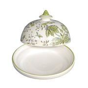 Cloche and dish for presenting sweets. Handmade in France with traditional hand painted motif of birds and flowers