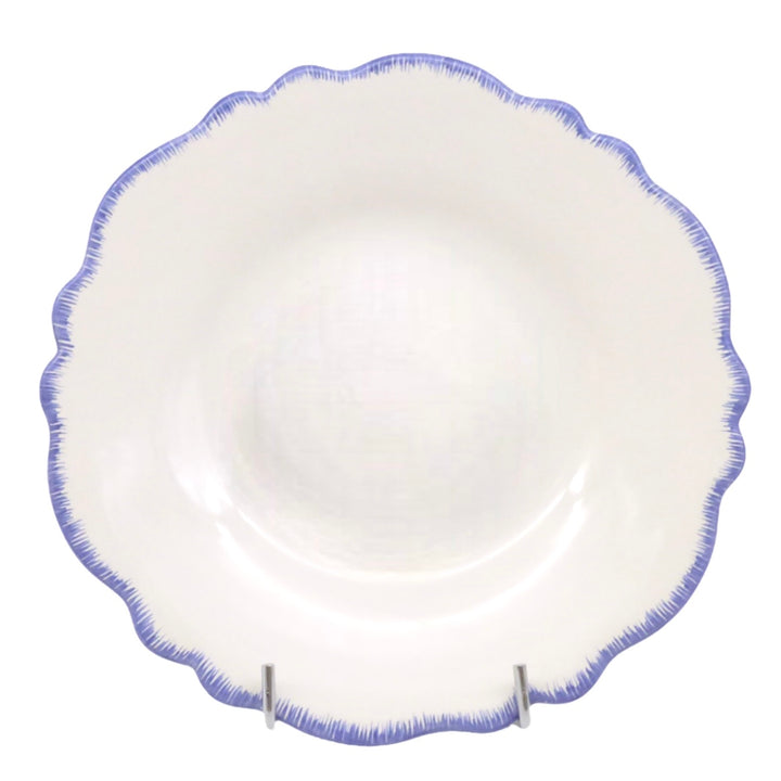 Feston plate with blue hand painted brushwork edge decoration 