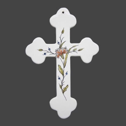 Earthenware Simple Heraldic Cross with St-Omer hand painted decoration