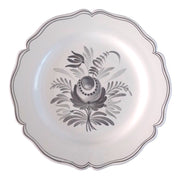 Feston Plate with hand painted decoration Antique Fleurs 92 monochrome grey