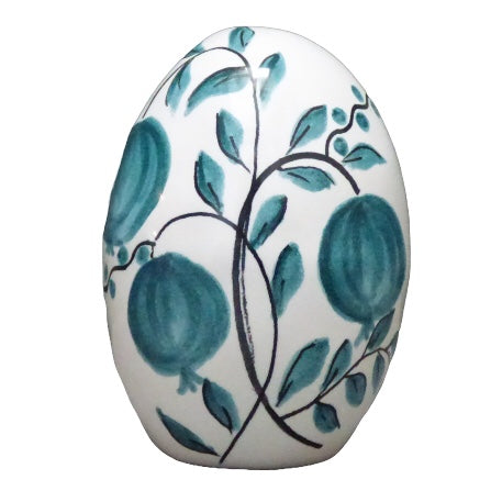 Egg with Antique Fruits monochrome turquoise hand painted decoration