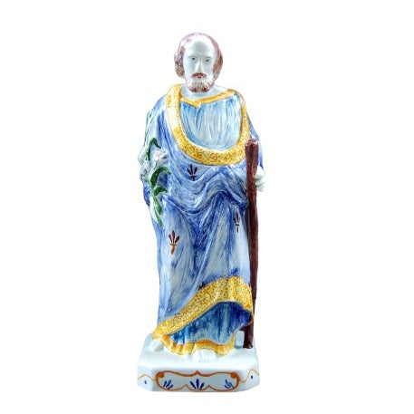 Earthenware St-Joseph Statue with hand painted decoration