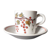Coffee cup and saucer with Pouplard Groseilles hand painted decoration