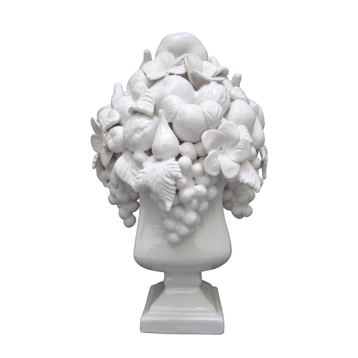 White Vase Carre Saxe with fruit sculpture