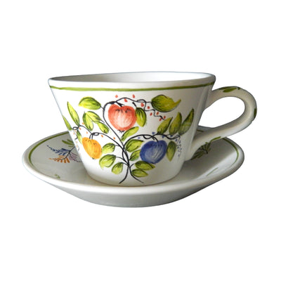 Pointu Breakfast cup and saucer with Antique Fruits 81 hand painted decoration