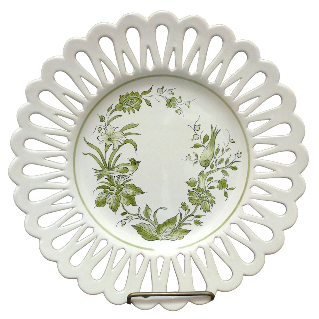 Openwork Chevet plate with St-Omer vert hand painted decoration