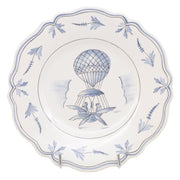 Feston plate with Montgolfière 2 Blue hand painted decoration