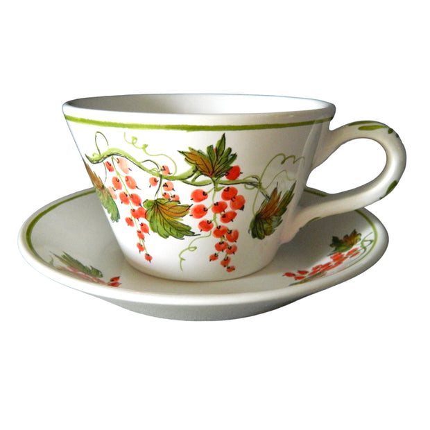 Pointu Breakfast cup and saucer with Pouplard Groseille hand painted decoration