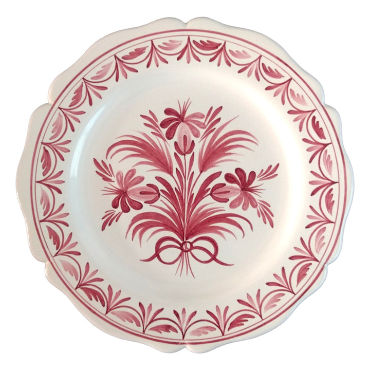 Feston Plate with hand painted decoration Antique Flower 94 monochrome raspberry