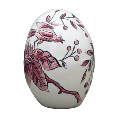 Egg with St Omer monochrome raspberry hand painted decoration
