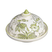 Round small lidded dish with Green monochrome St- Omer hand painted traditional Frenchdecoration