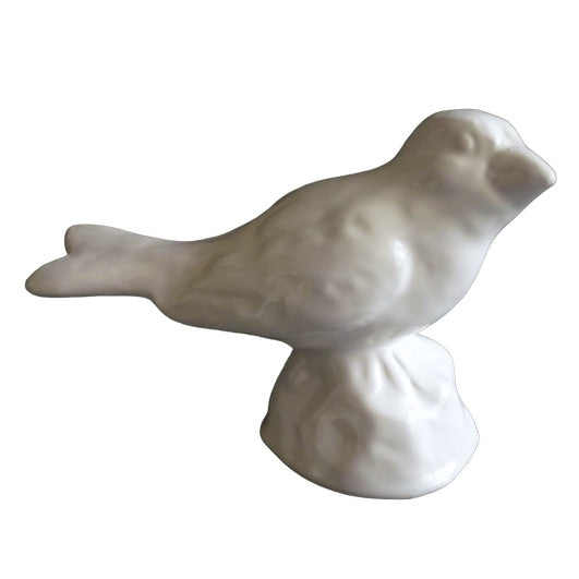 Bouvreuil blanc en faïence
