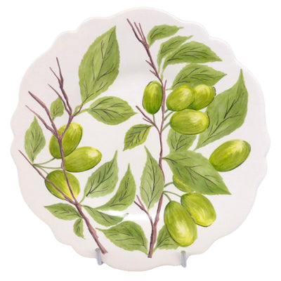 Feston Plate with hand painted Pouplard Green Prune decoration