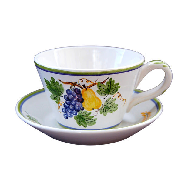 Pointu Breakfast cup and saucer with Antique Fruits 76 hand painted decoration