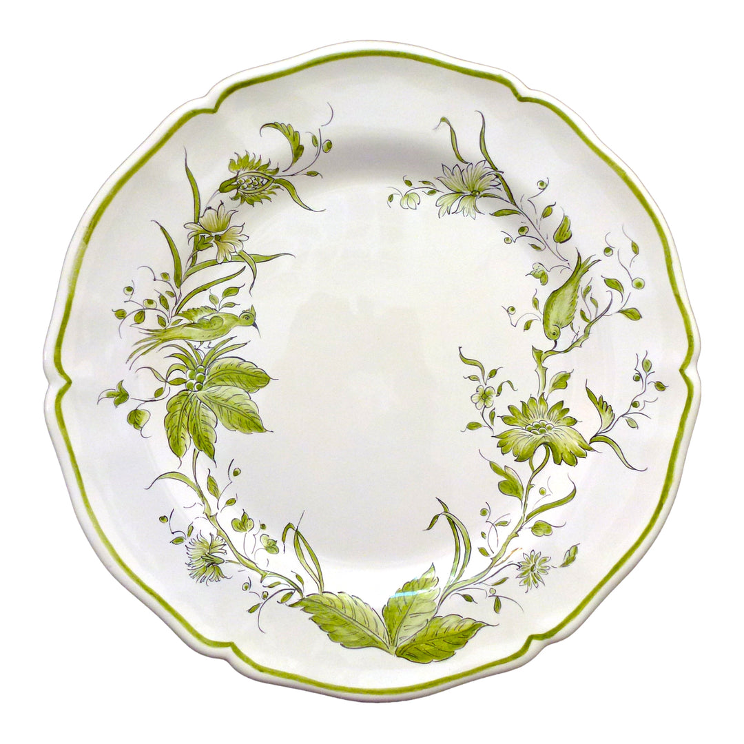 Rond Festons serving plate with St Omer Green hand painted decoration