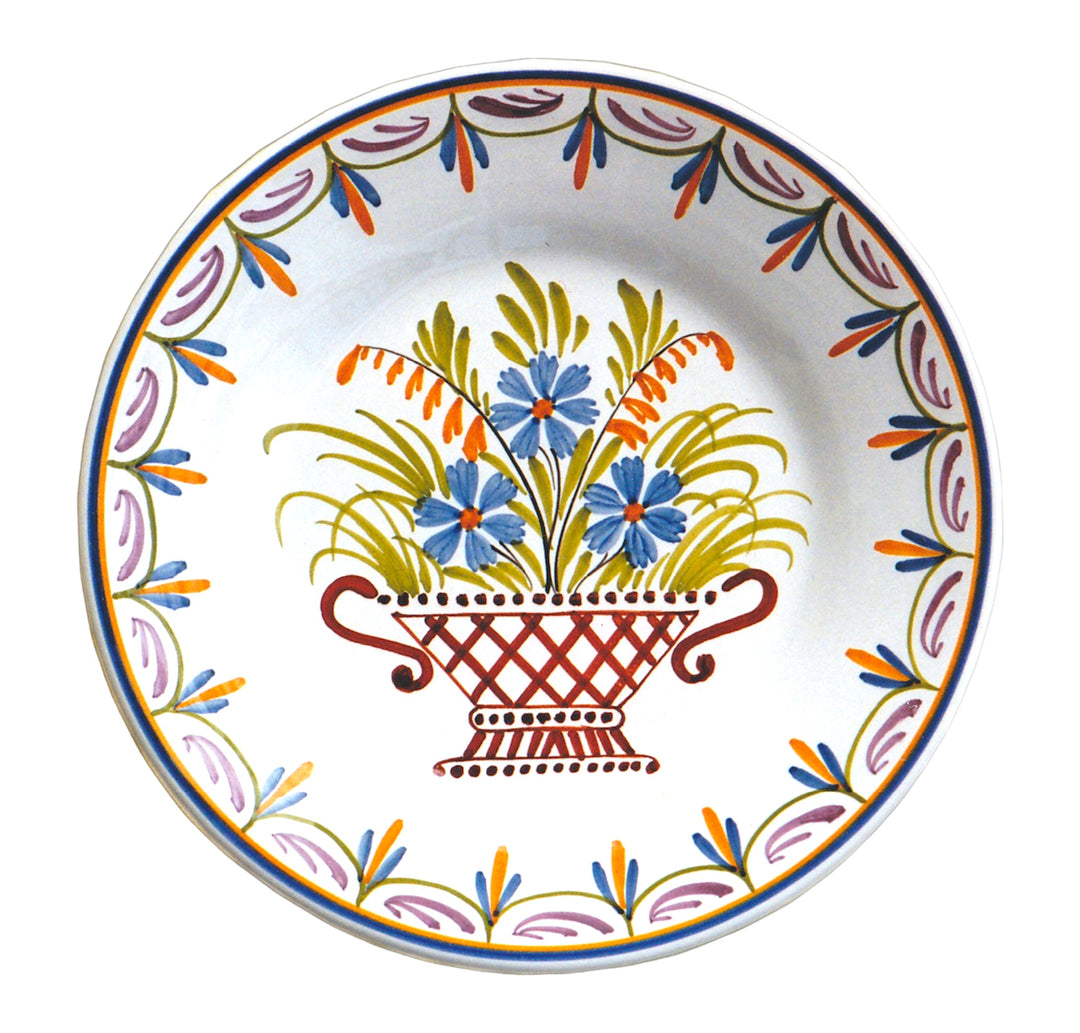Bord Uni Plate with hand painted decoration Antique Fleurs 96