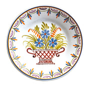 Bord Uni Plate with hand painted decoration Antique Fleurs 96