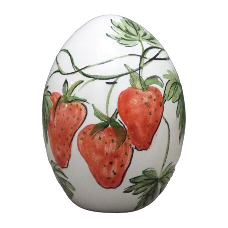 Egg with Strawberry polychrome hand painted decoration