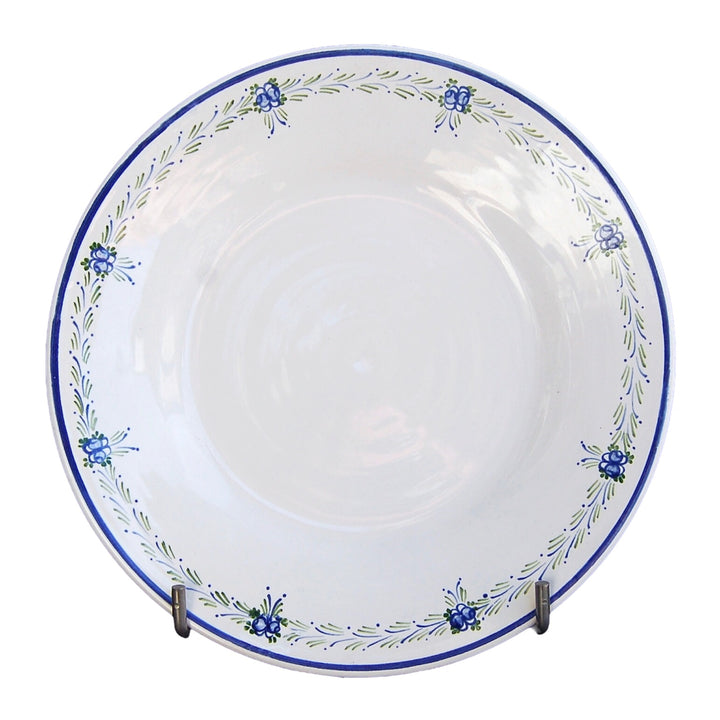 Bord Uni plate with Romantique 6 Blue Green hand painted decoration