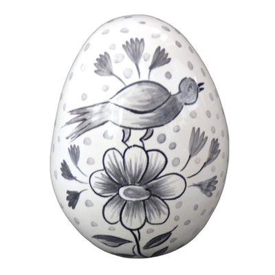 Egg with Delft monochrome grey hand painted decoration