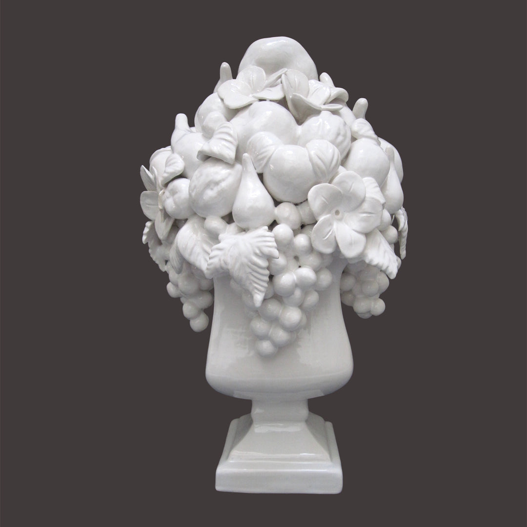 White Vase Carre Saxe with fruit sculpture