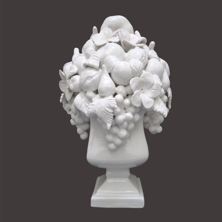 White Vase Carre Saxe with fruit sculpture