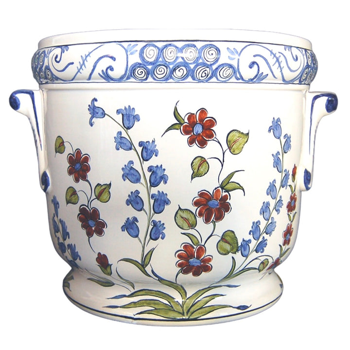 Anses anciennes planter with hand painted Iznik decoration