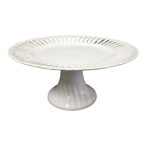 Openwork Bourg-Joly sur pied haut cake plate with a high stand