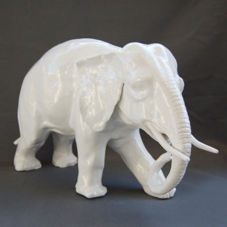 White Earthenware Medium Elephant