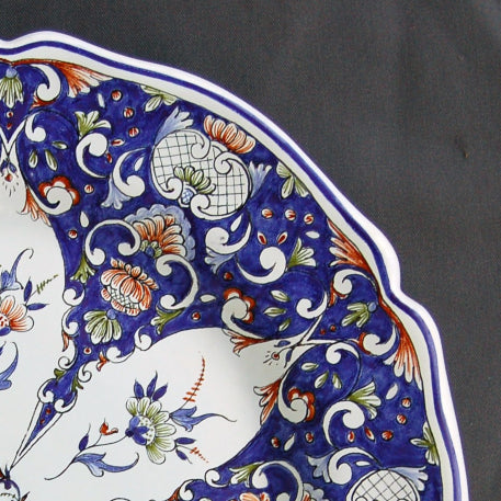 Rond Festons serving plate with Rouen Riche 1 hand painted decoration